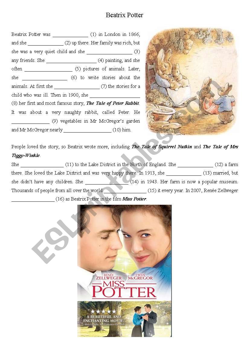 Biography of Beatrix Potter - missing words