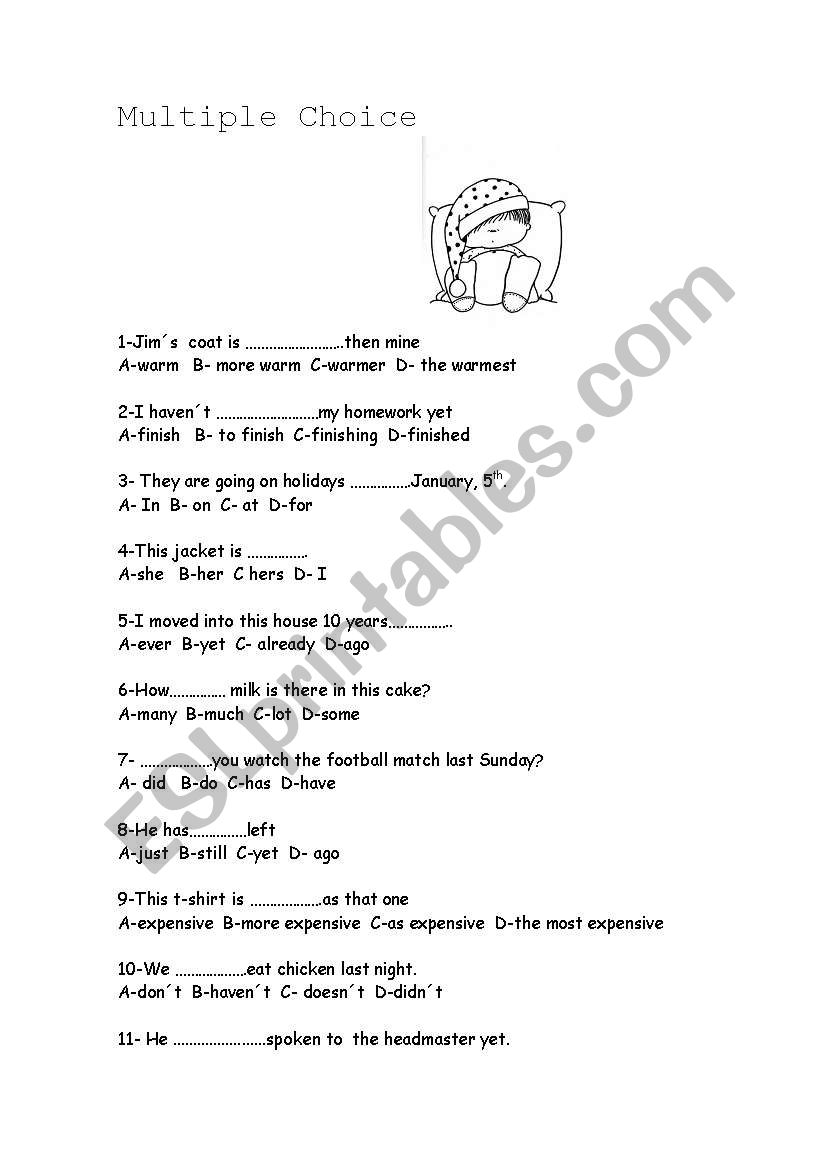 multiple choice worksheet