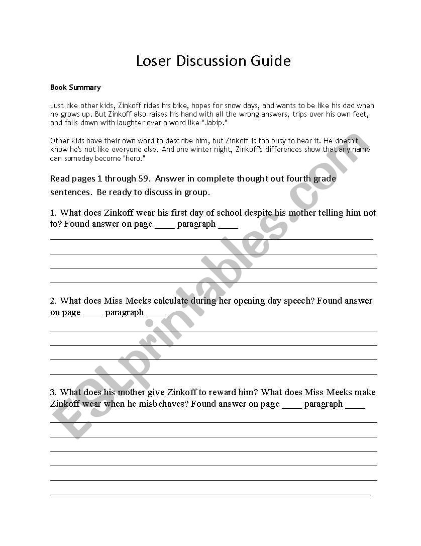 english-worksheets-loser-discussion-guide
