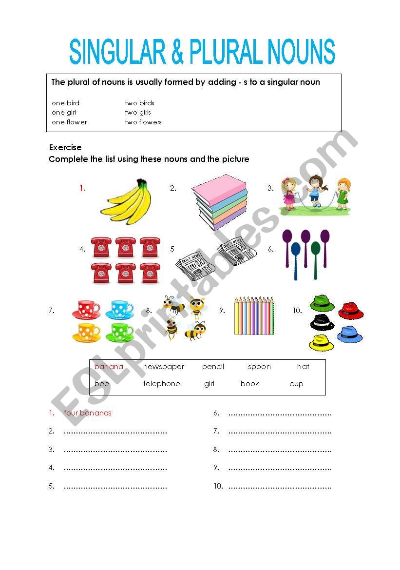 singular and plural nouns worksheet