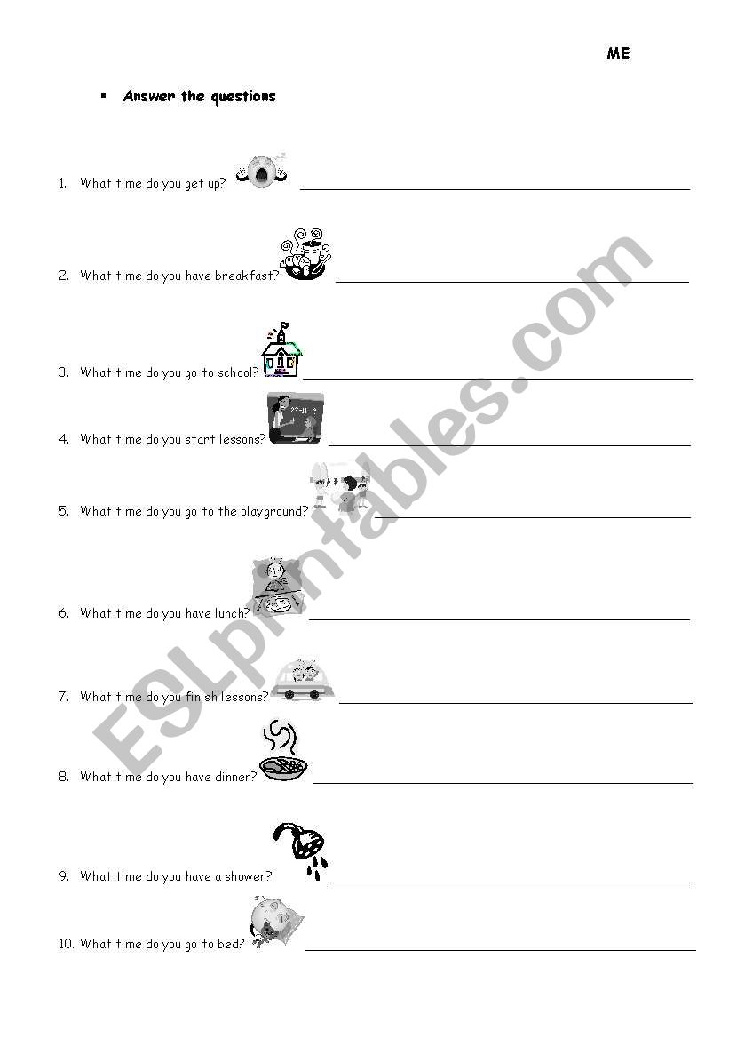 daily routines 1st person worksheet