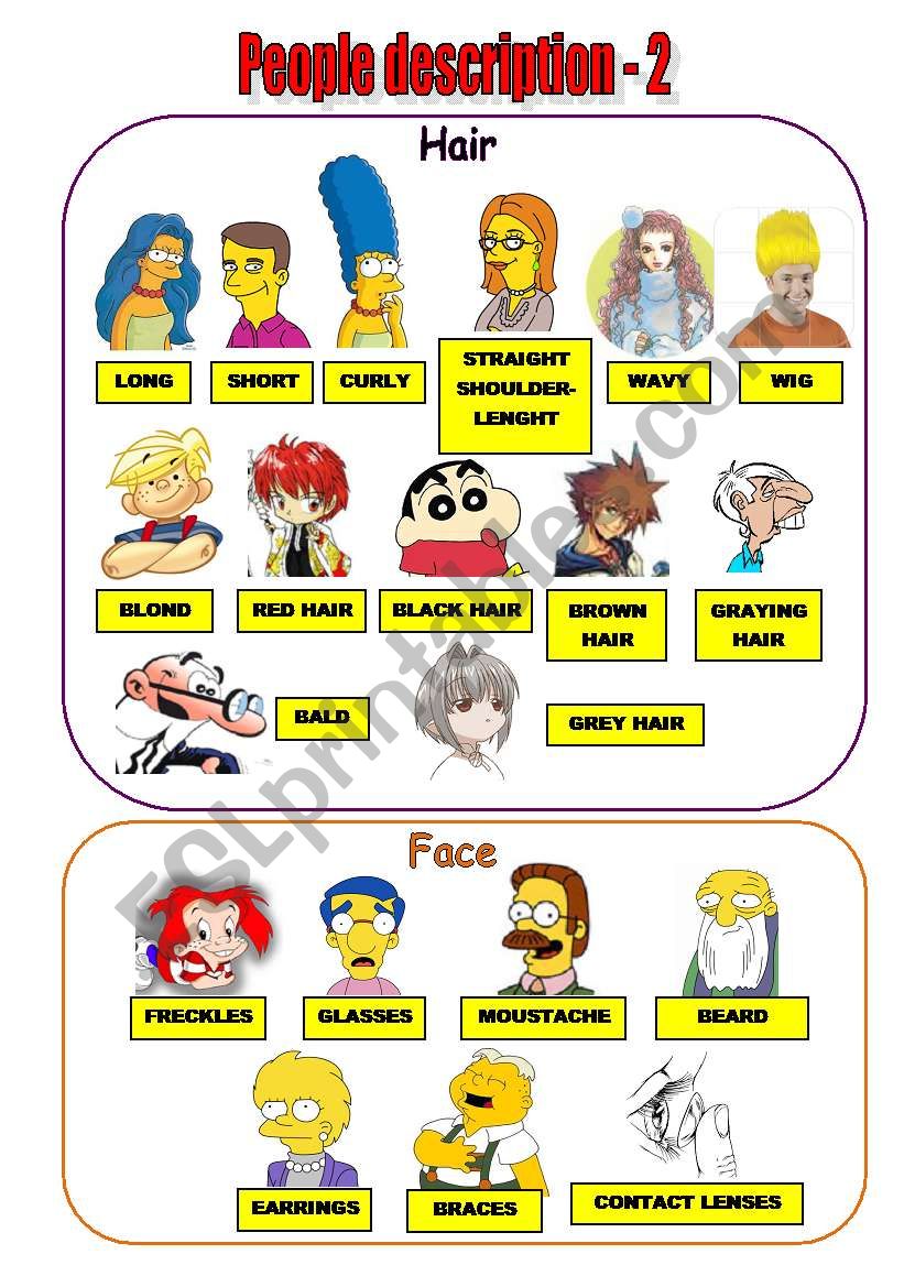 People description 2 worksheet