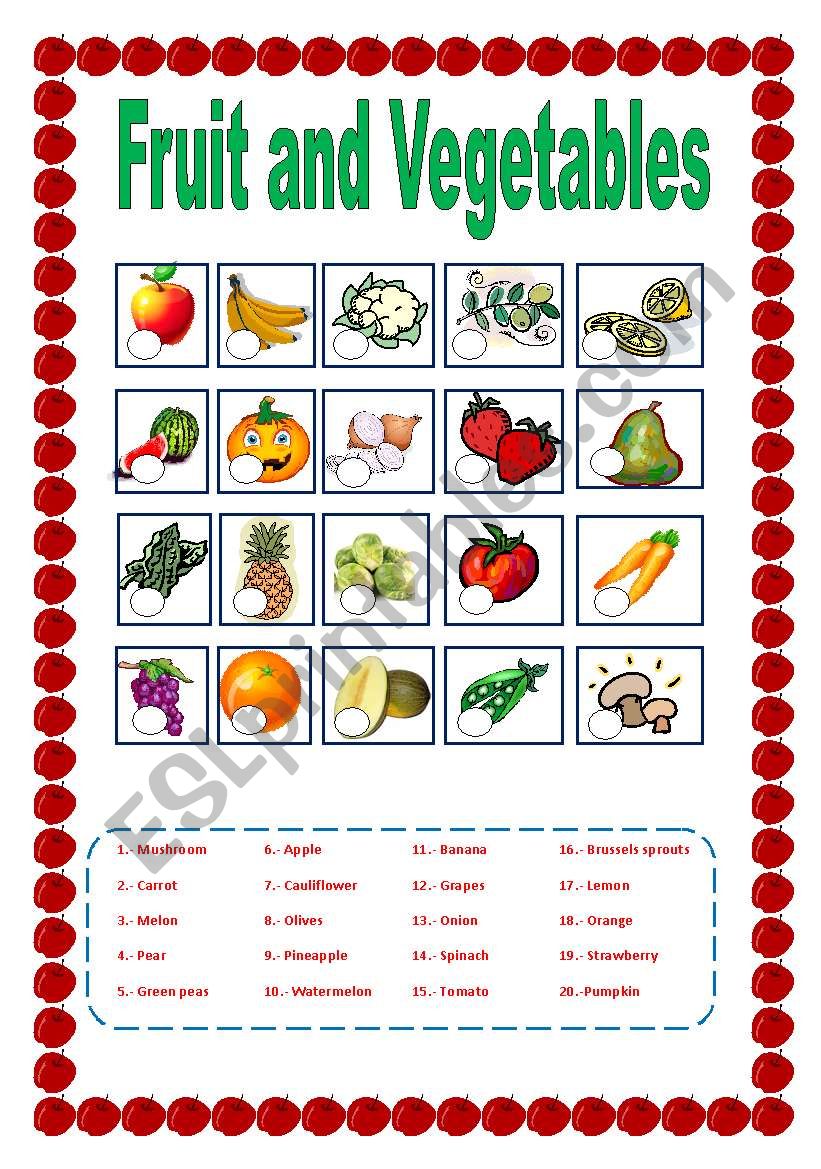 Fruit and Vegetables worksheet