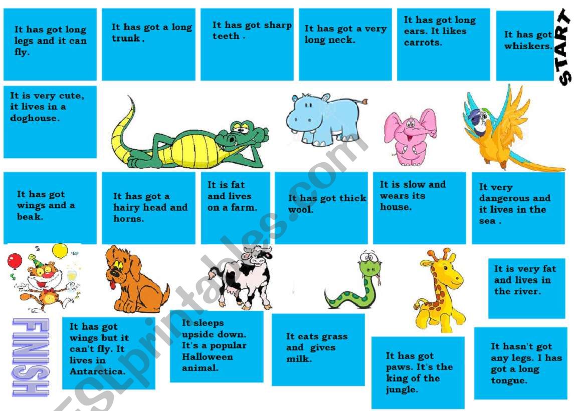 ANIMALS BOARDGAME worksheet