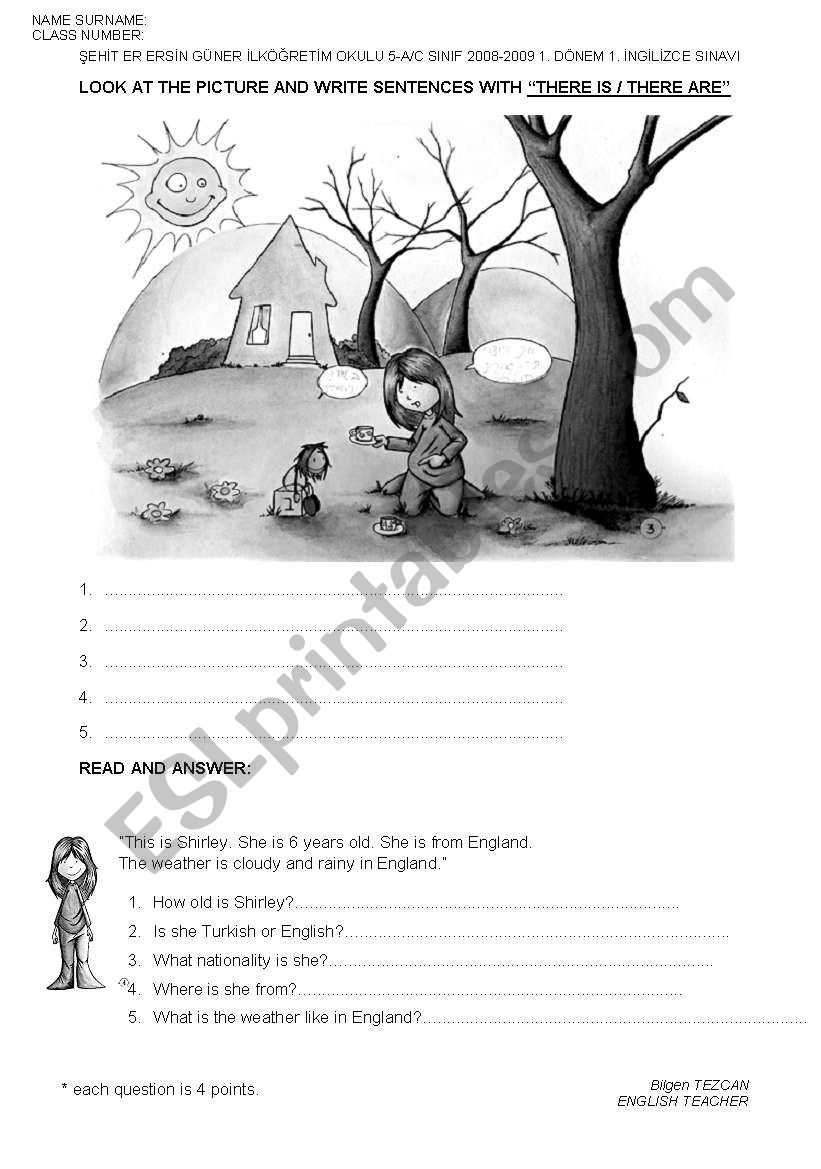 5th grade 1st term 1st exam worksheet