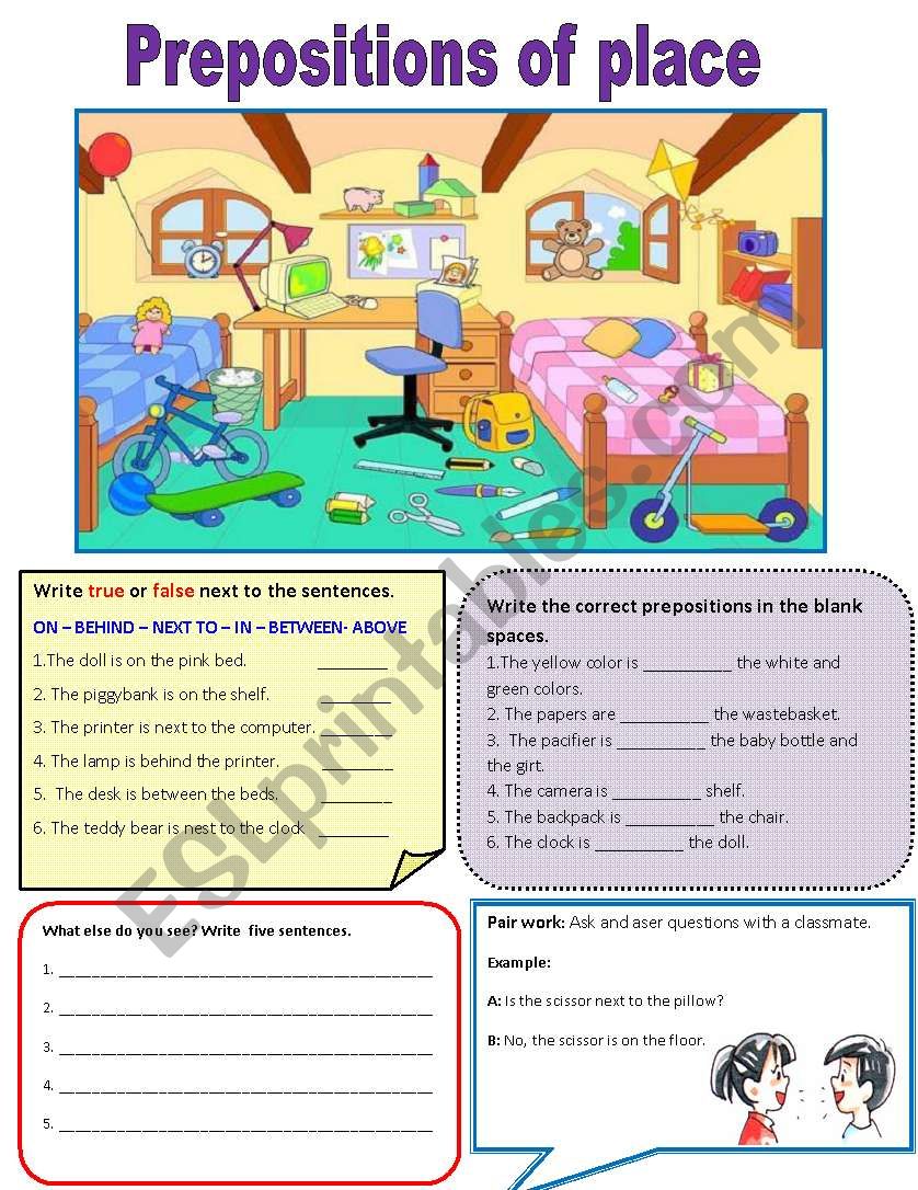 Prepositions of place worksheet