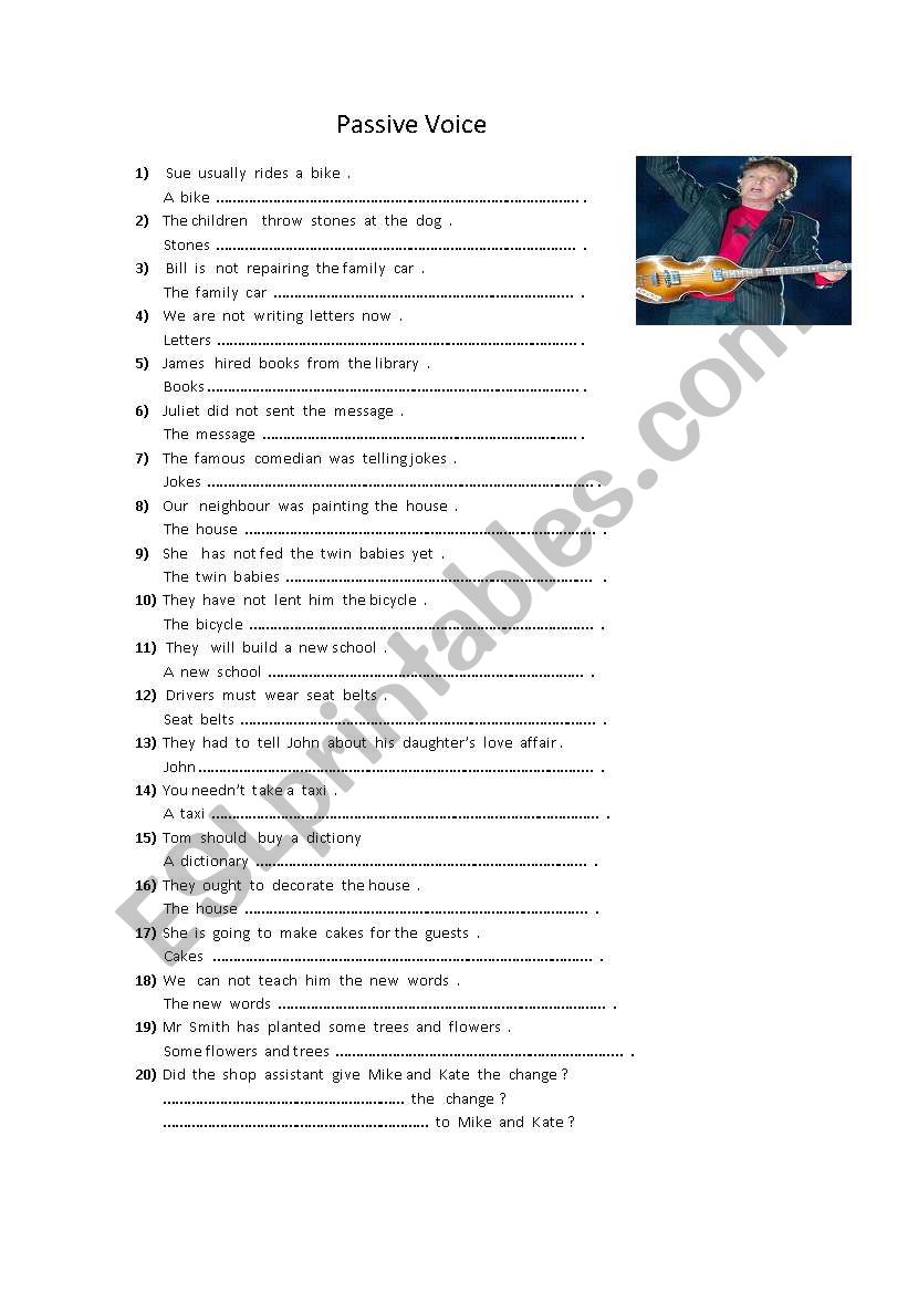 Passive   voice worksheet