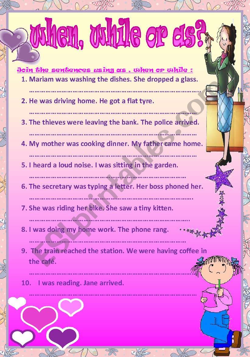 WHEN, WHILE OR AS? worksheet