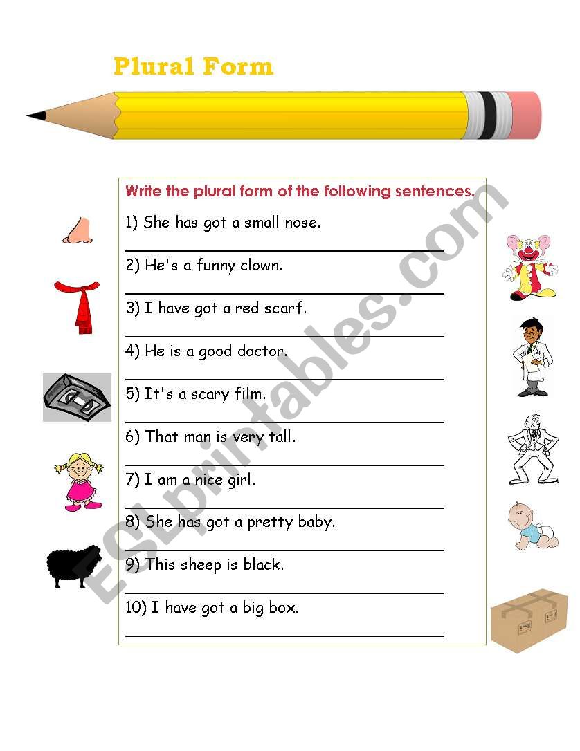 Plural Form Of Sentences For Beginners Esl Worksheet By Bhel
