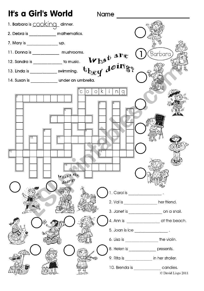 Its a girls world: crossword and activities with key