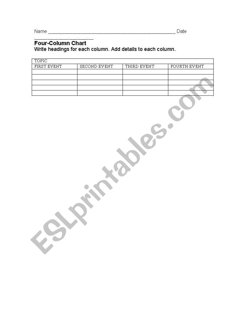 COLUMN EVENT worksheet