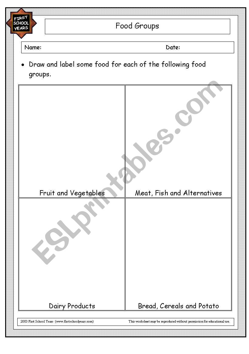 gruop of food worksheet