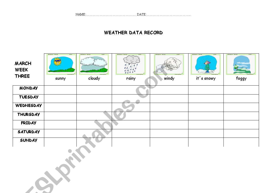 weather activity worksheet