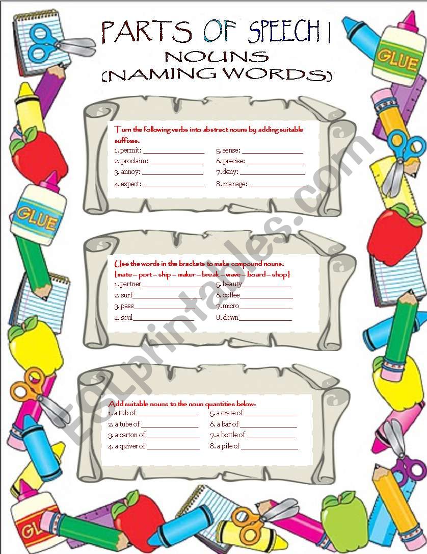 Parts of Speech 1 (Nouns) worksheet