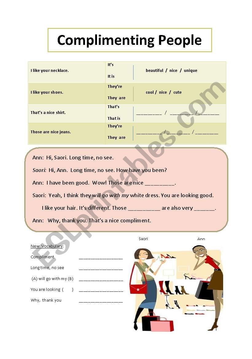 Complimenting People worksheet