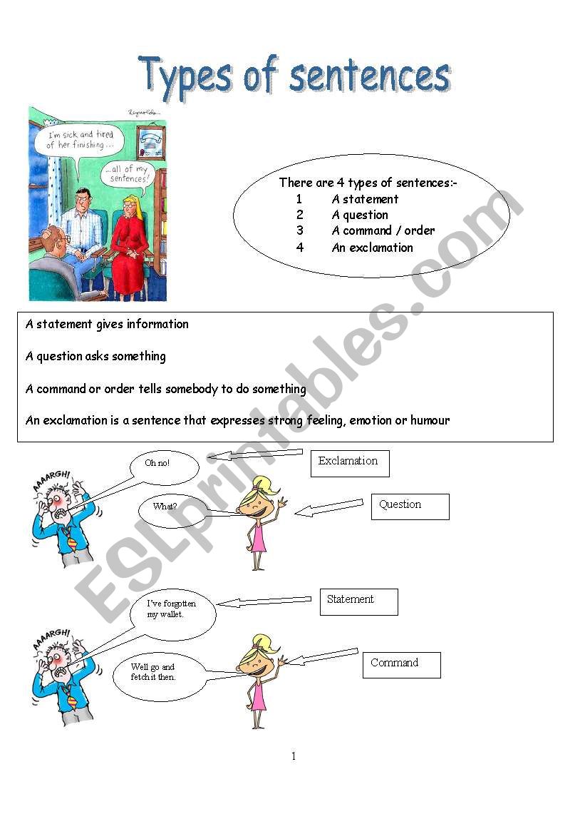 Types of sentences worksheet