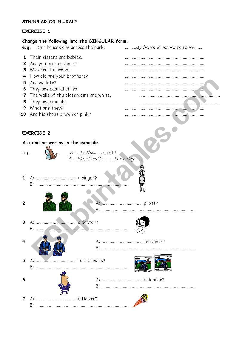 SINGULAR, PLURAL, SUBJECT PRONOUNS, POSSESSIVE ADJECTIVES