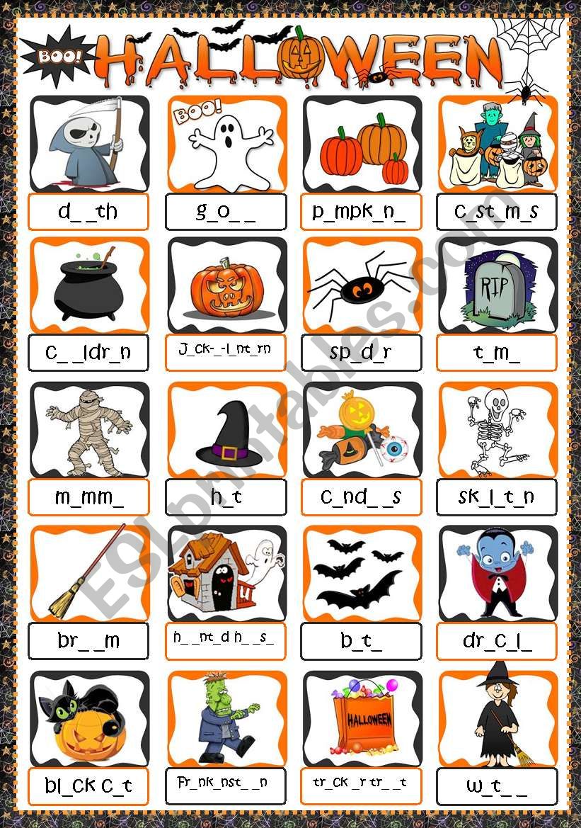 Halloween - gap filling worksheet