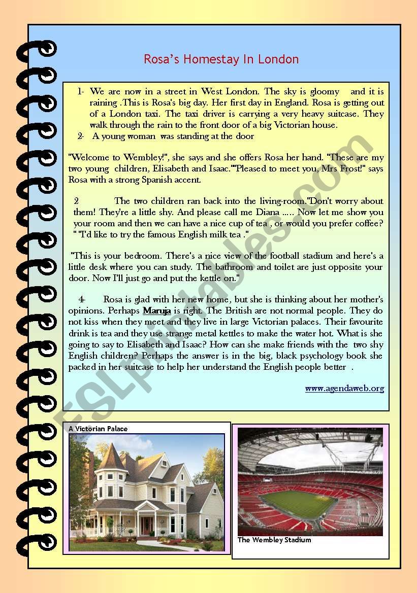 Rosas Homestay In London  worksheet