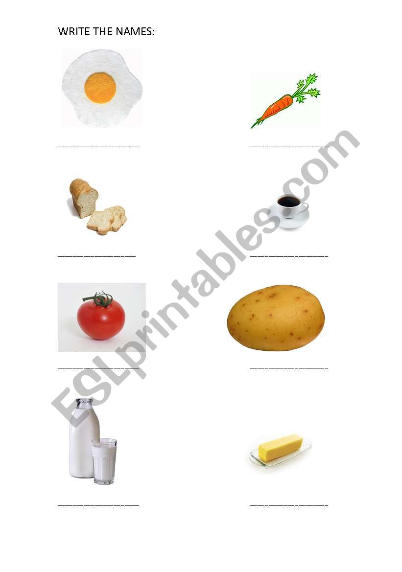 BREAKFAST AND VEGETABLES worksheet