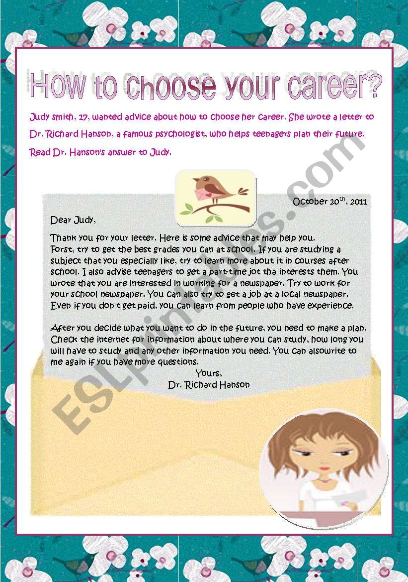 Reading- how to choose your career