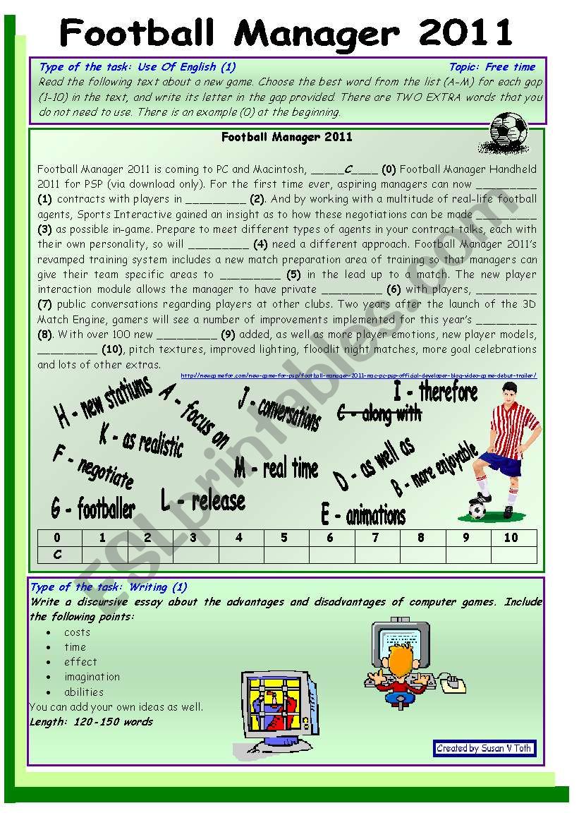 Football Manager 2011/Use of English/ Writing B2 *** REUPLOADED