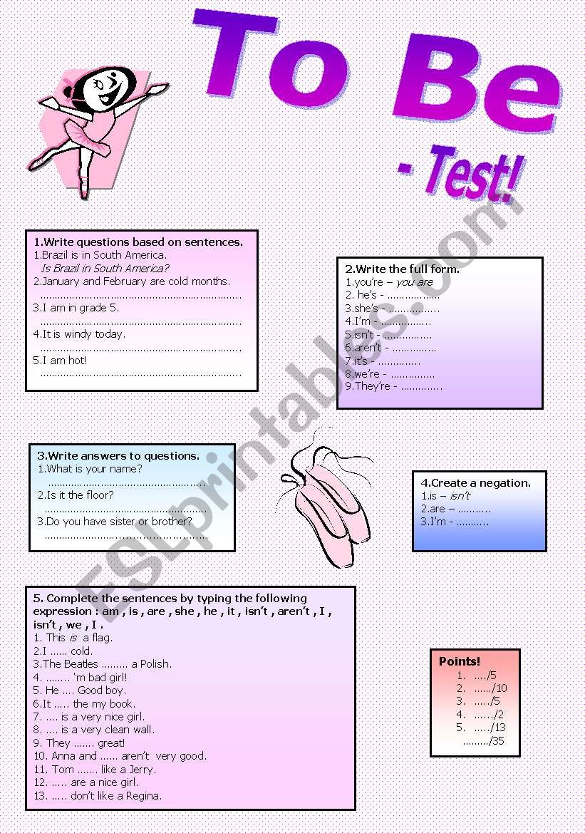 To Be - Test! _ Part 1 worksheet