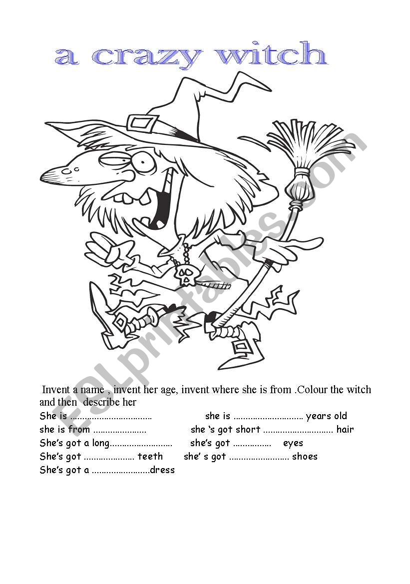  a crazy witch  worksheet