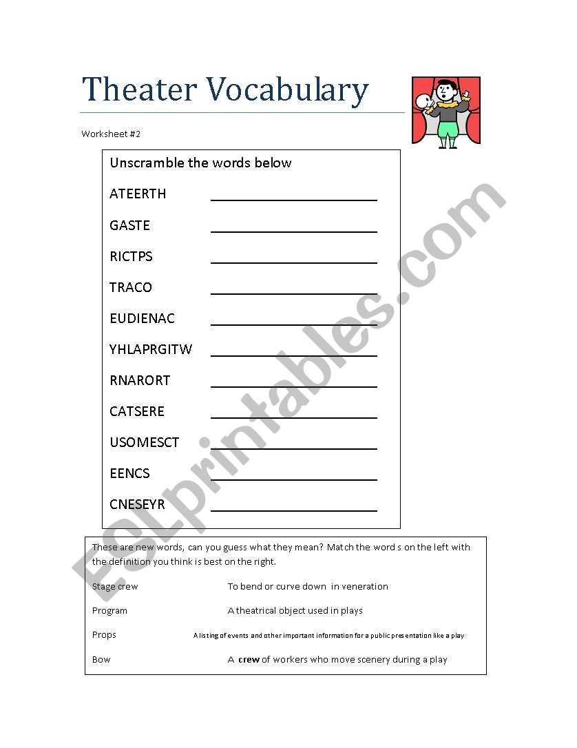 Theater Vocabulary worksheet