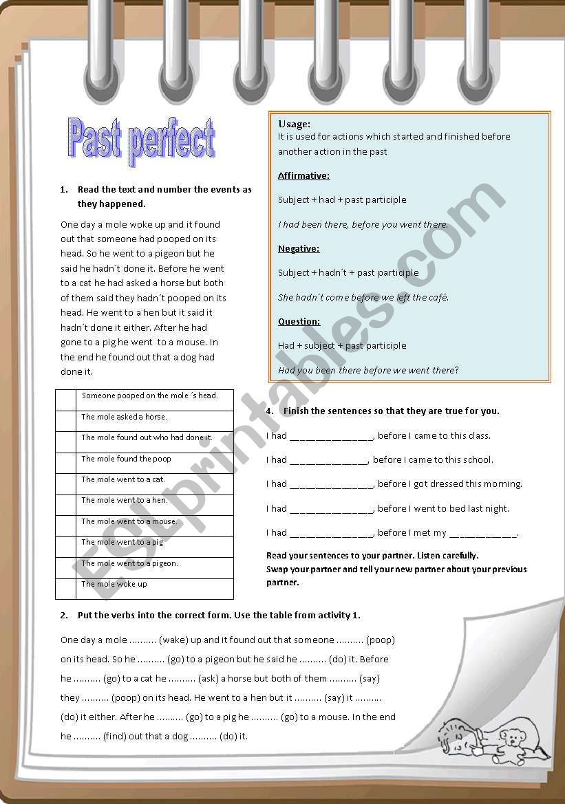 Past perfect 2 worksheet