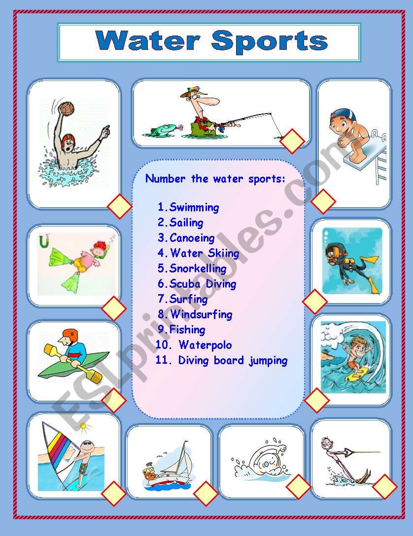 Water Sports worksheet