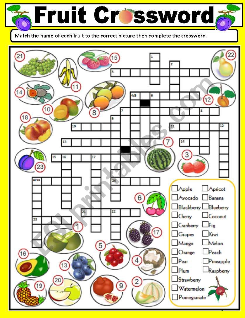 Fruit Crossword worksheet