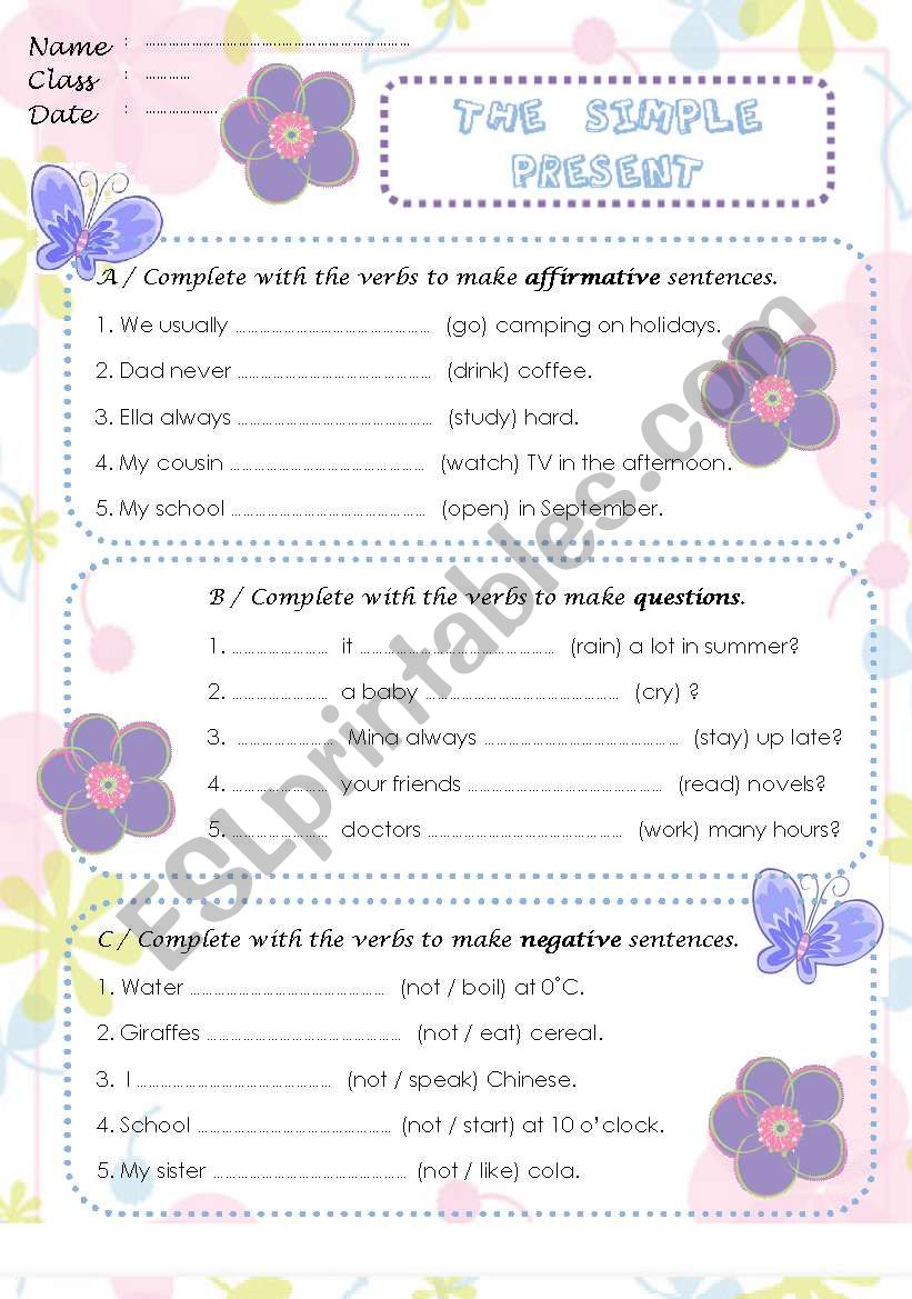 The Simple Present worksheet