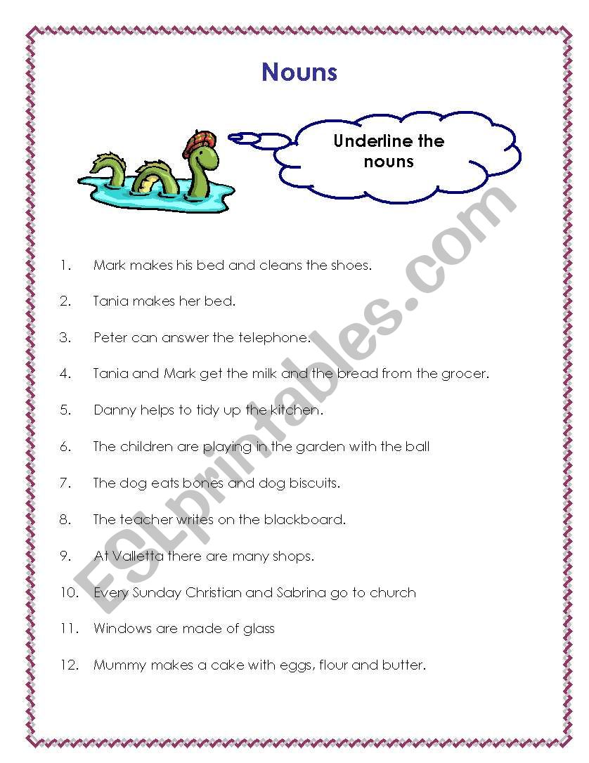 Nouns worksheet