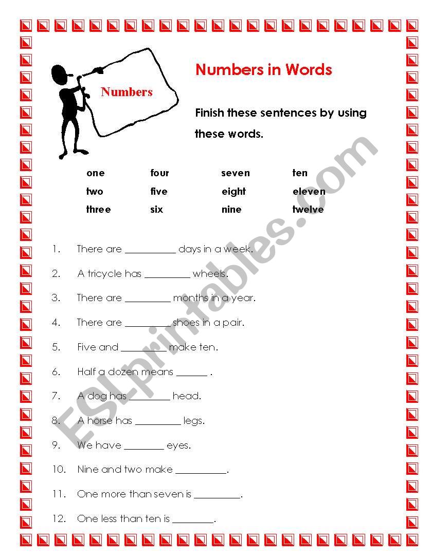 Numbers in Words worksheet