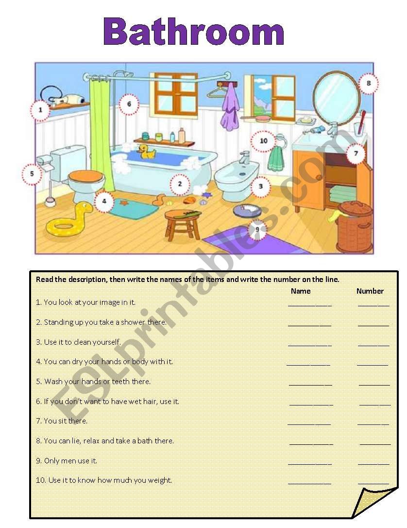 Parts of the house 1 worksheet