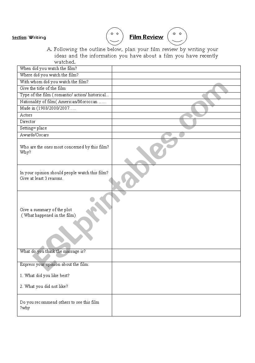 film review worksheet