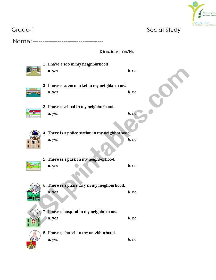 Neighborhood Worksheet worksheet