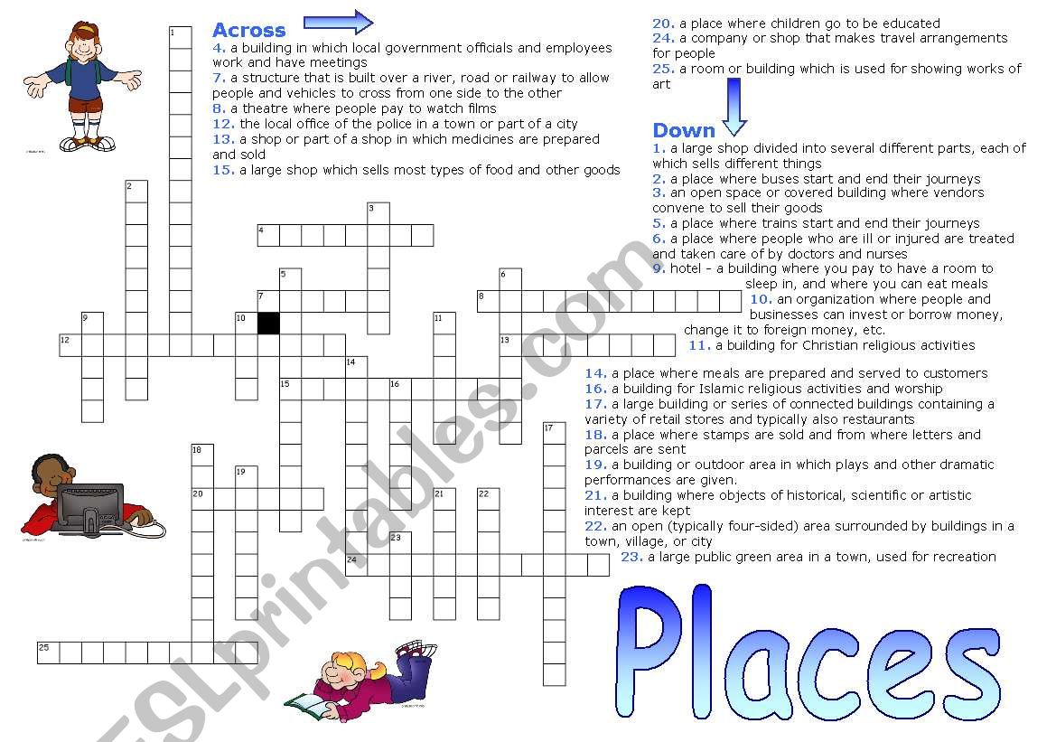 Places - Crossword Puzzle worksheet