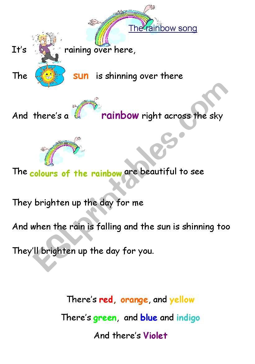 the rainbow song worksheet