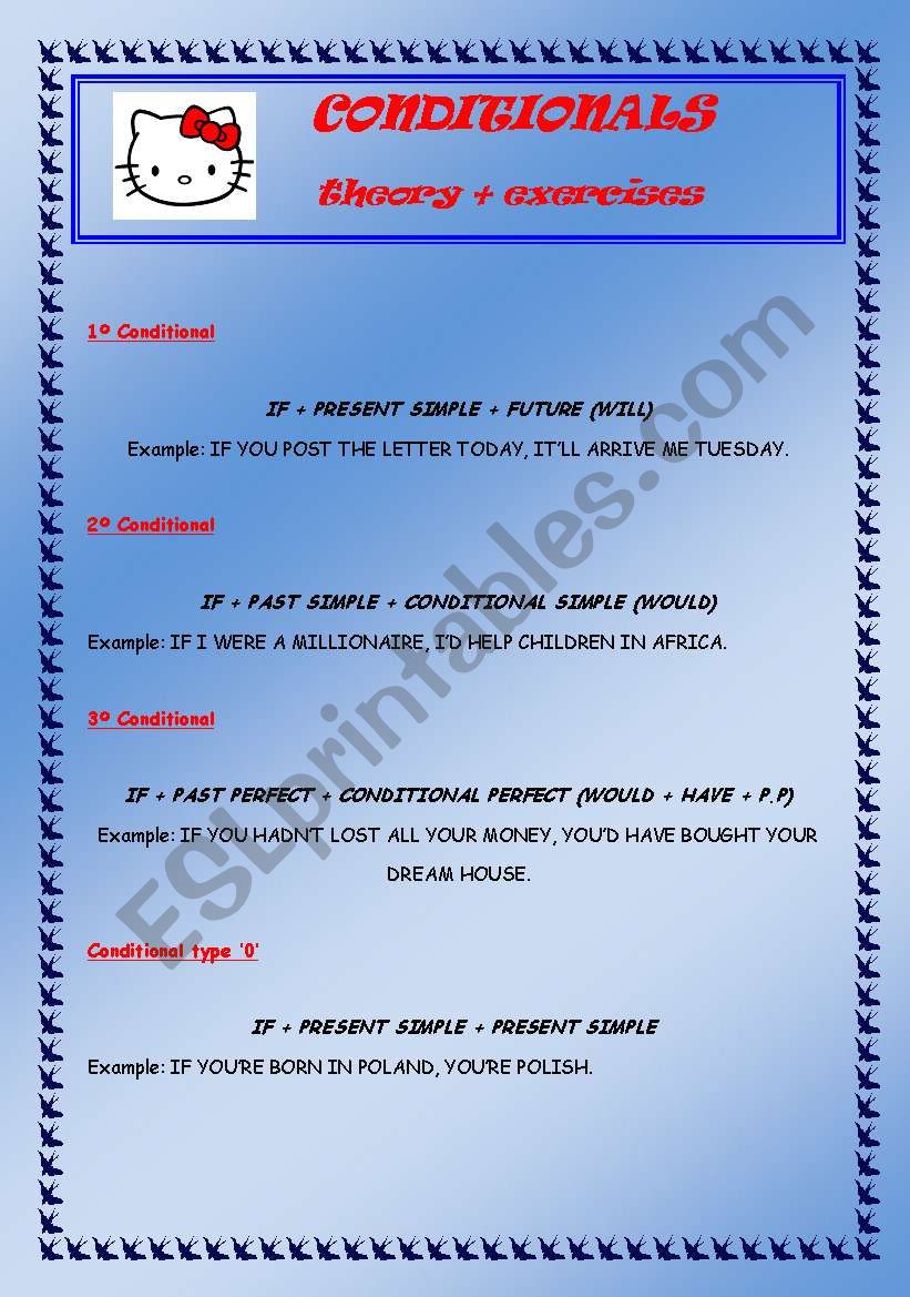 Conditionals - sentence formation and exercise + KEY