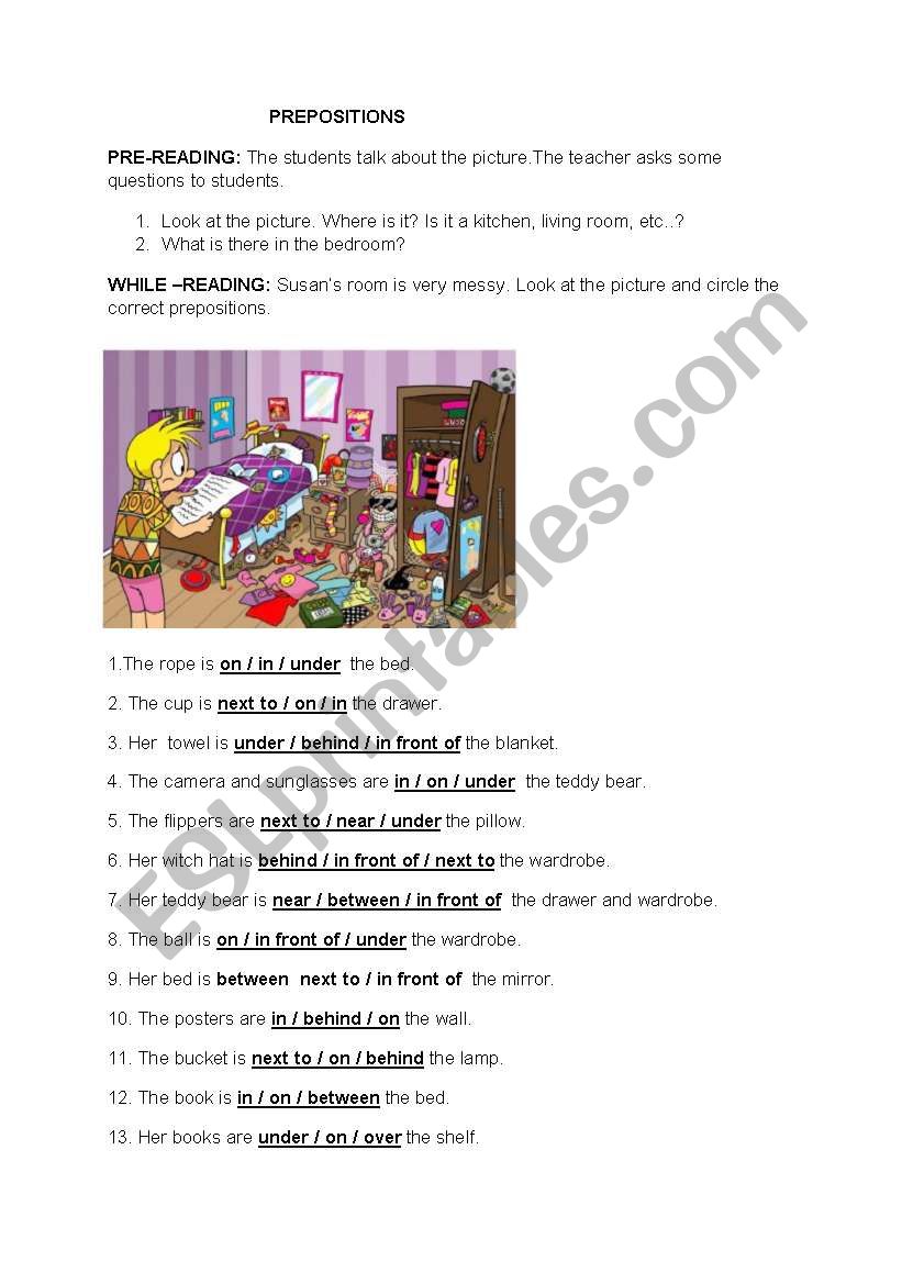 PREPOSITIONS worksheet