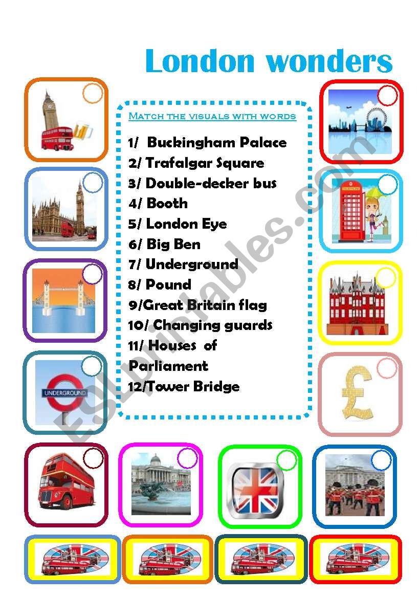 london matching  worksheet