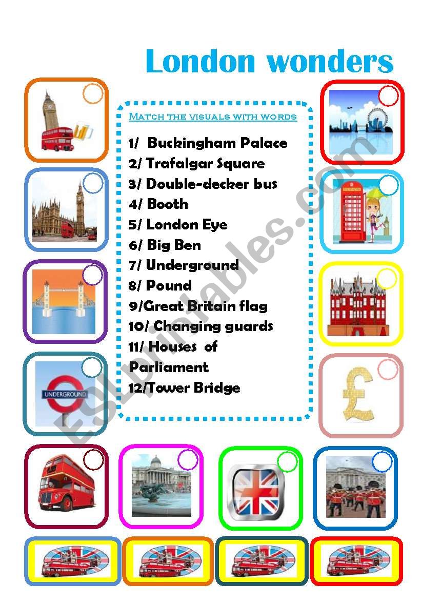 london matching  worksheet