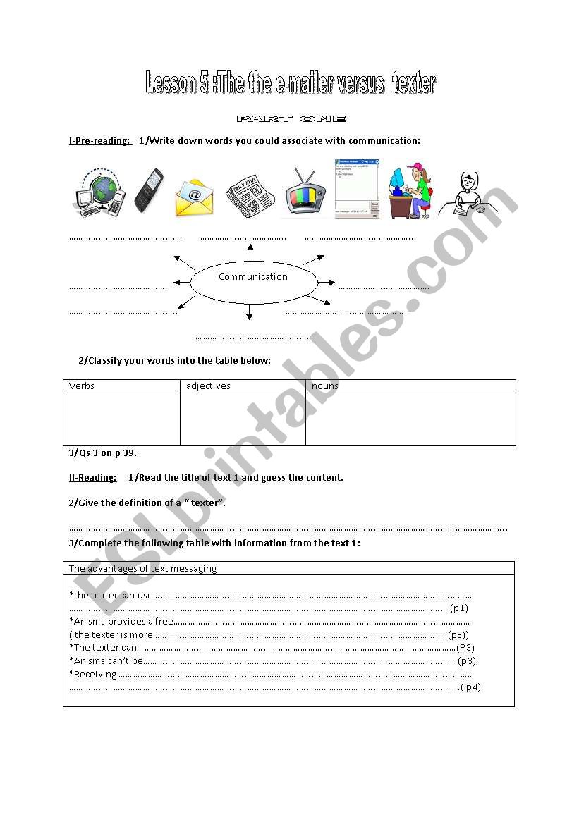 texter versus e-mailer part 1 worksheet