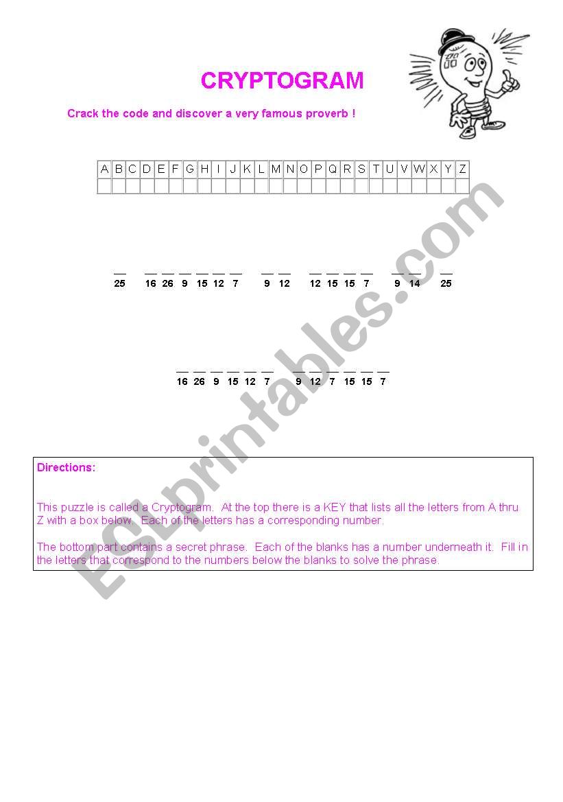 CRYPTOGRAM worksheet