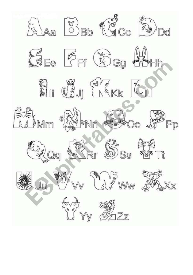 Letters of the alphabet worksheet