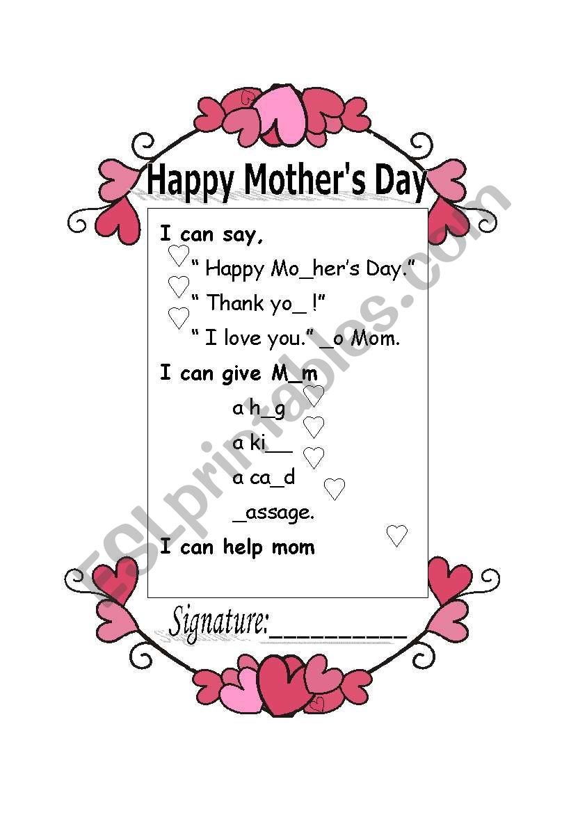 Mothers Day worksheet