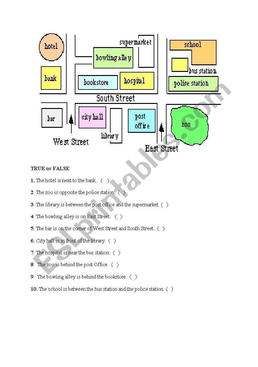 giving directions worksheet