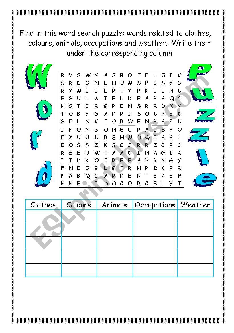 Word Puzzle worksheet